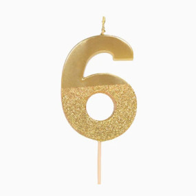 Vela 6 Dourado Glitter